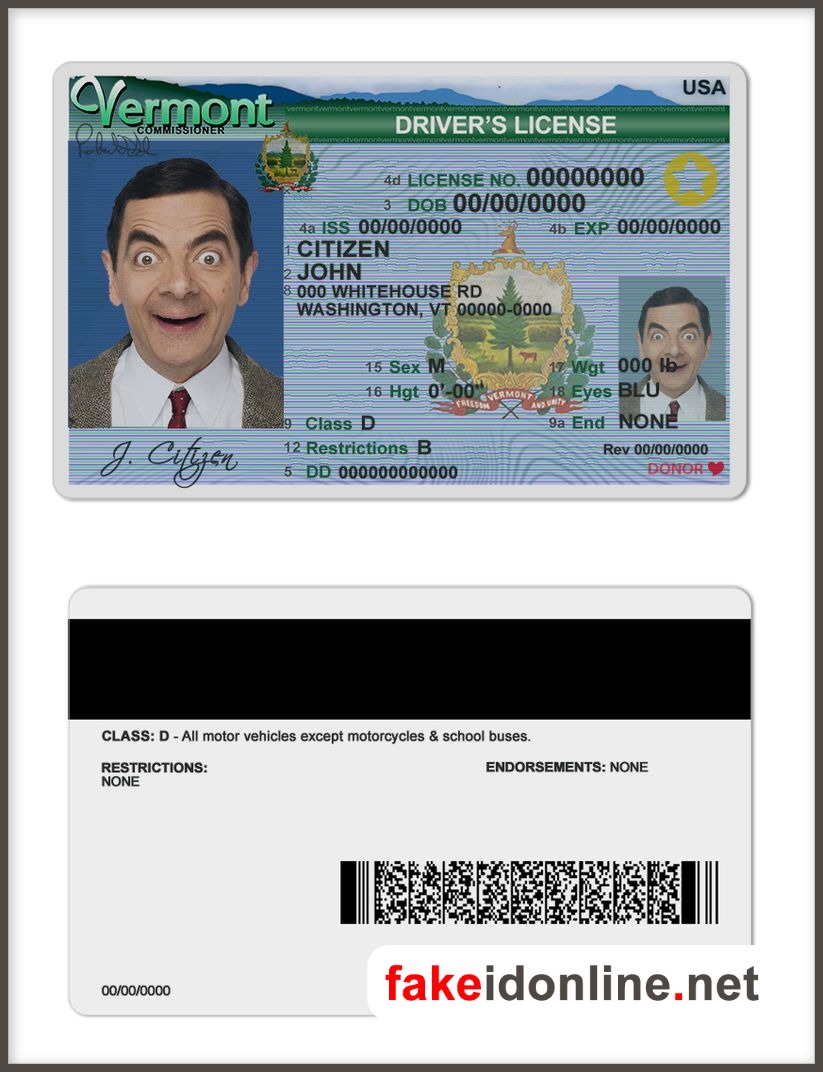 Vermont Driver License PSD Template